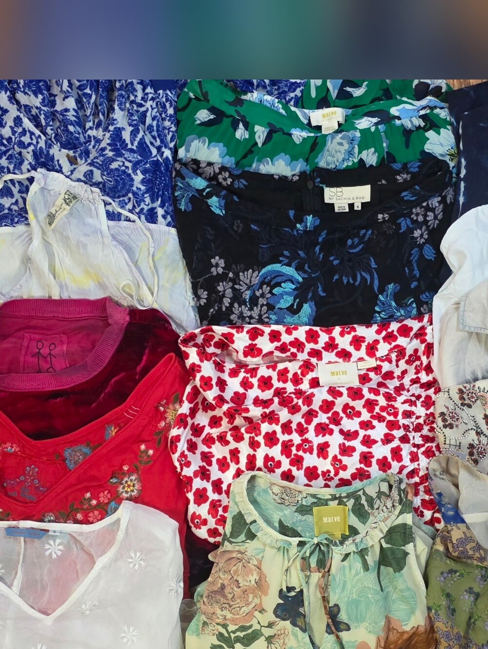 ANTHROPLOGIE × FREE PEOPLE × JOHNNY WAS Colorful Printed 14 Piece Clothing Lot
